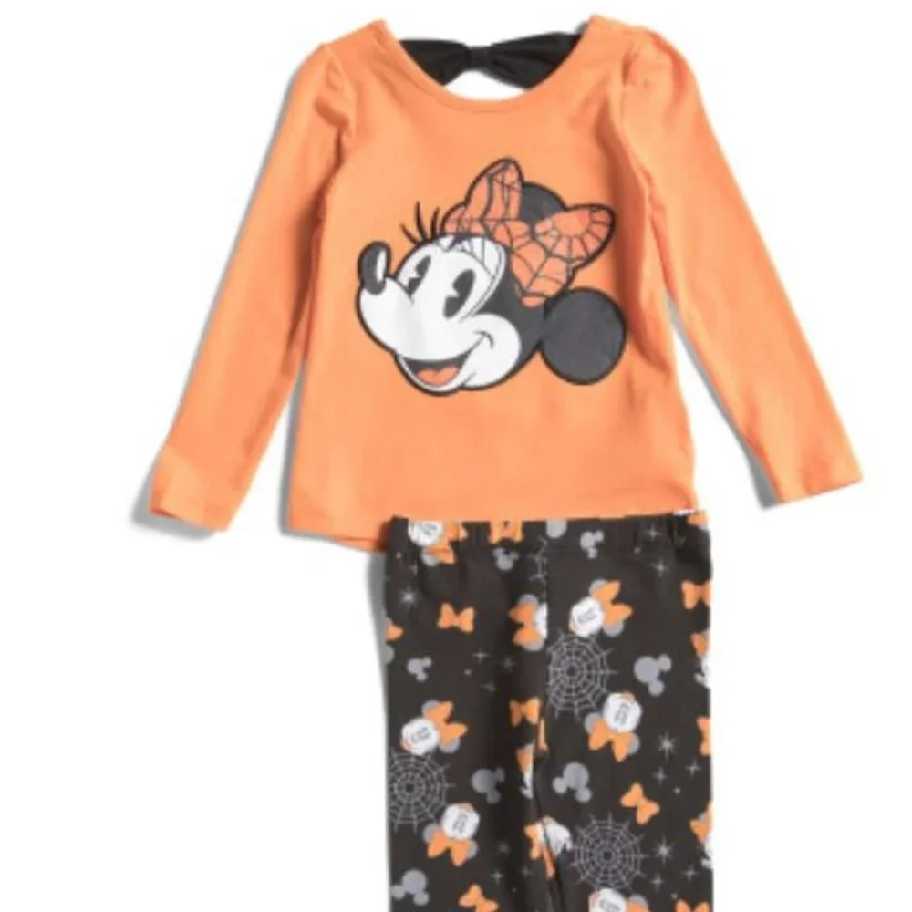 NWT Disney Minnie Halloween Toddler Girls Long Sleeve Cotton Top & Pants Set